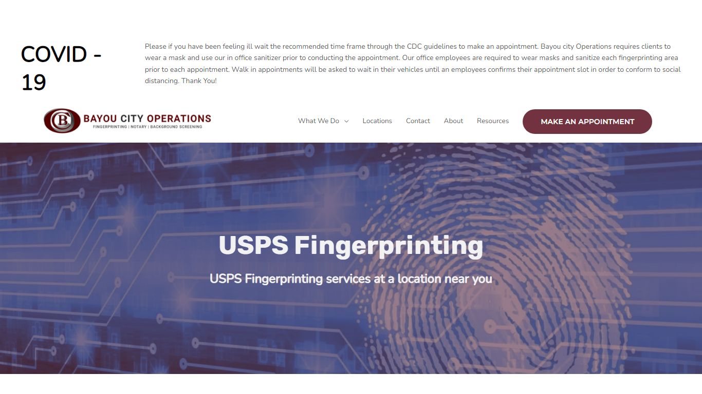 USPS Fingerprinting - Bayou CIty Operations